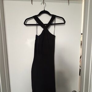 House of Harlow 1960 Black One-Shoulder Cross-Back Dress